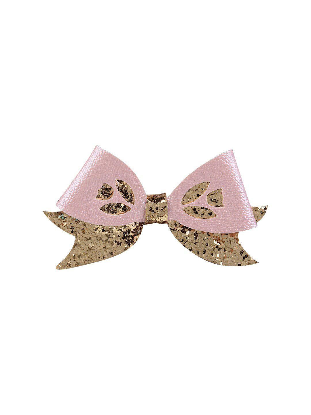 aye candy girls pink & gold-toned & embellished tiny bow clip