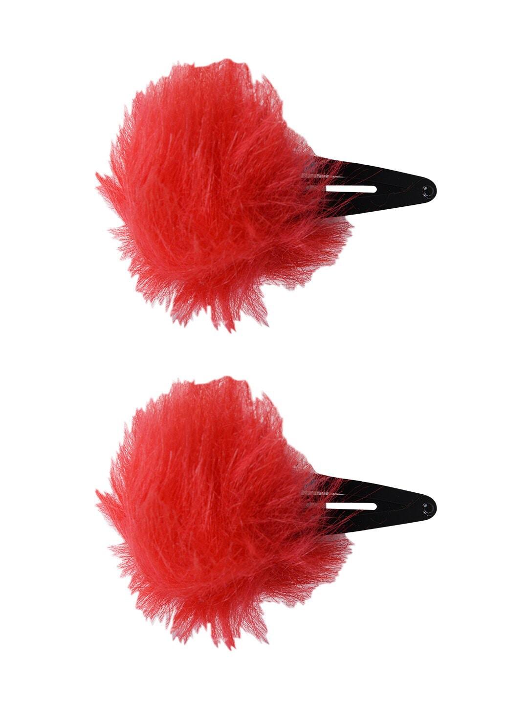aye candy girls red set of 2 fur tic tac hair clips