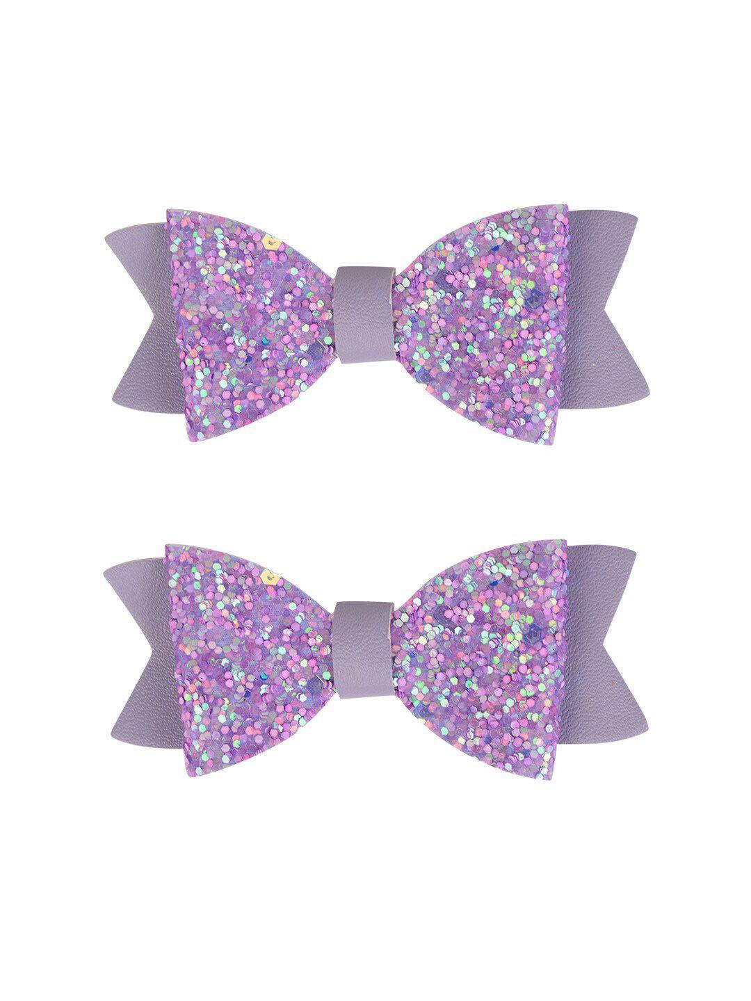 aye candy girls set of 2 lavender embellished slider bow hair clips