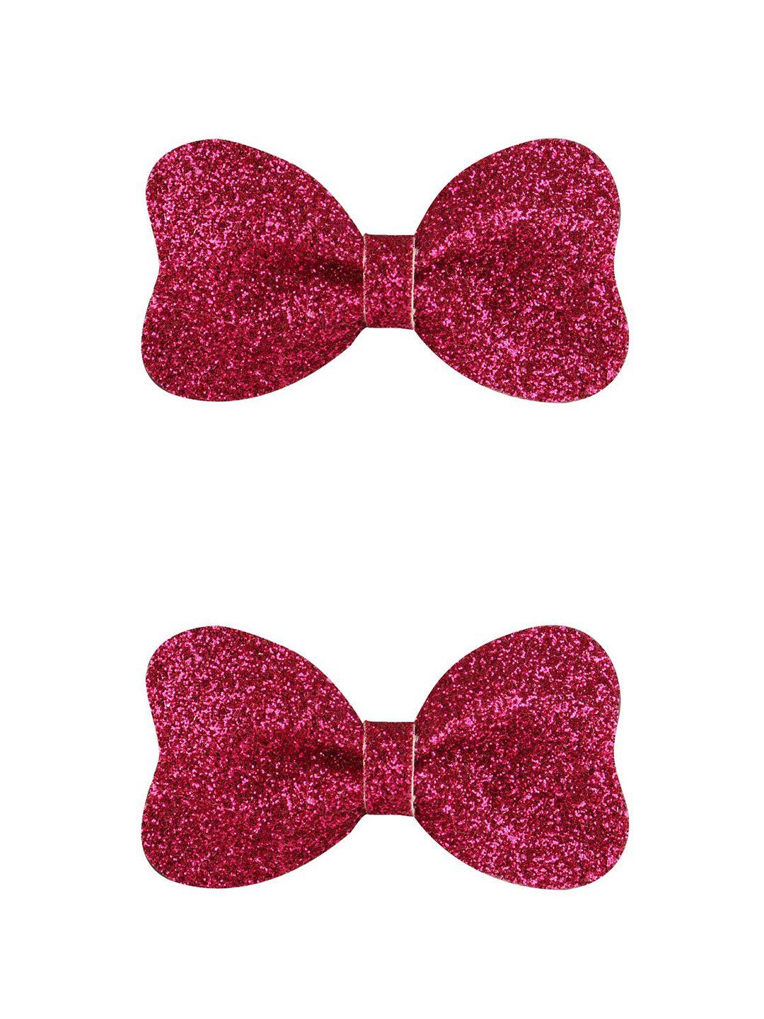 aye candy girls set of 2 magenta embellished glitter small heart bow alligator hair clip