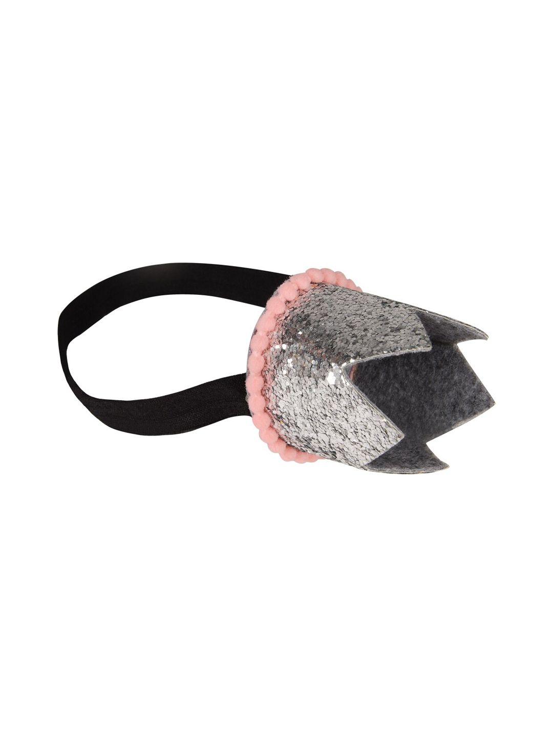 aye candy girls silver-coloured & black embellished chill wrap headband