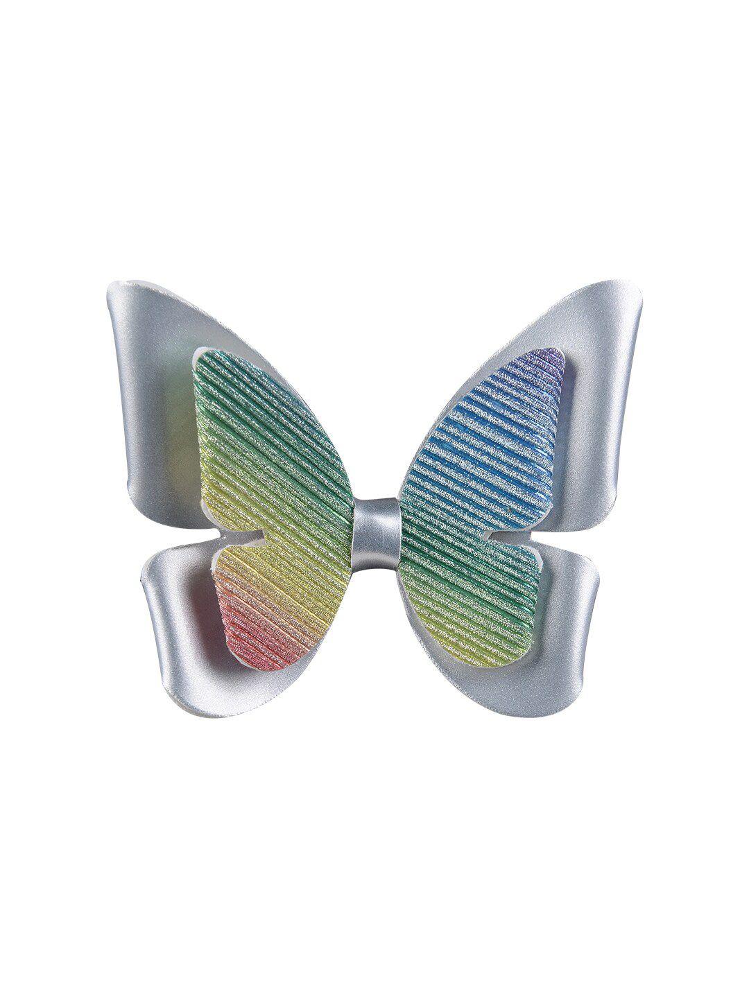 aye candy girls silver-toned & multicoloured butterfly embellished alligator hair clip
