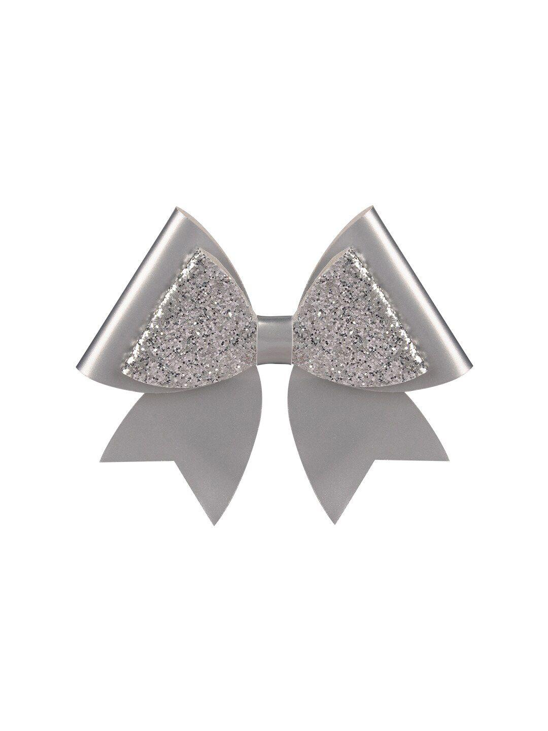 aye candy girls silver-toned embellished alligator bow hair clip