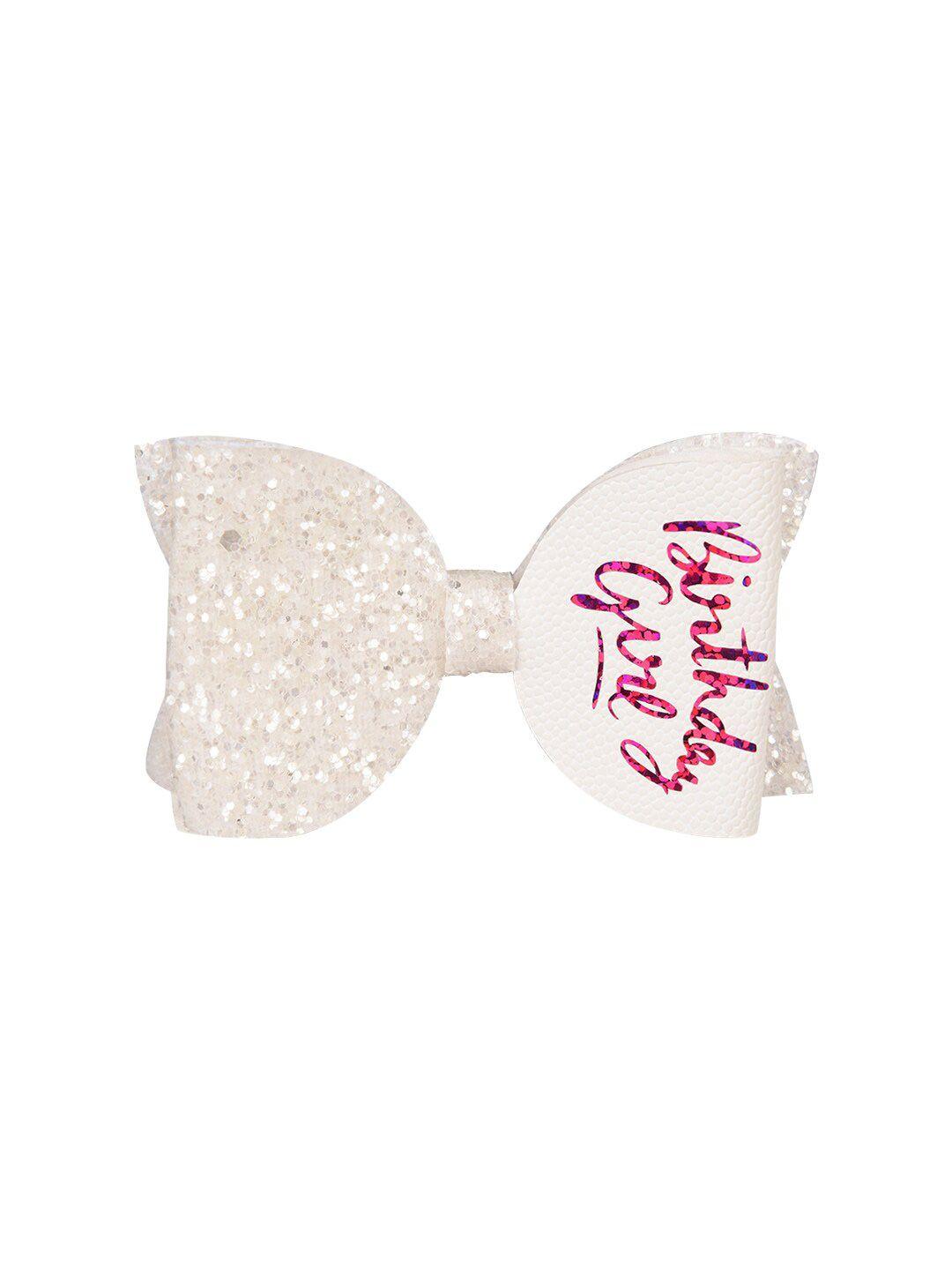 aye candy girls white & pink embellished alligator hair clip