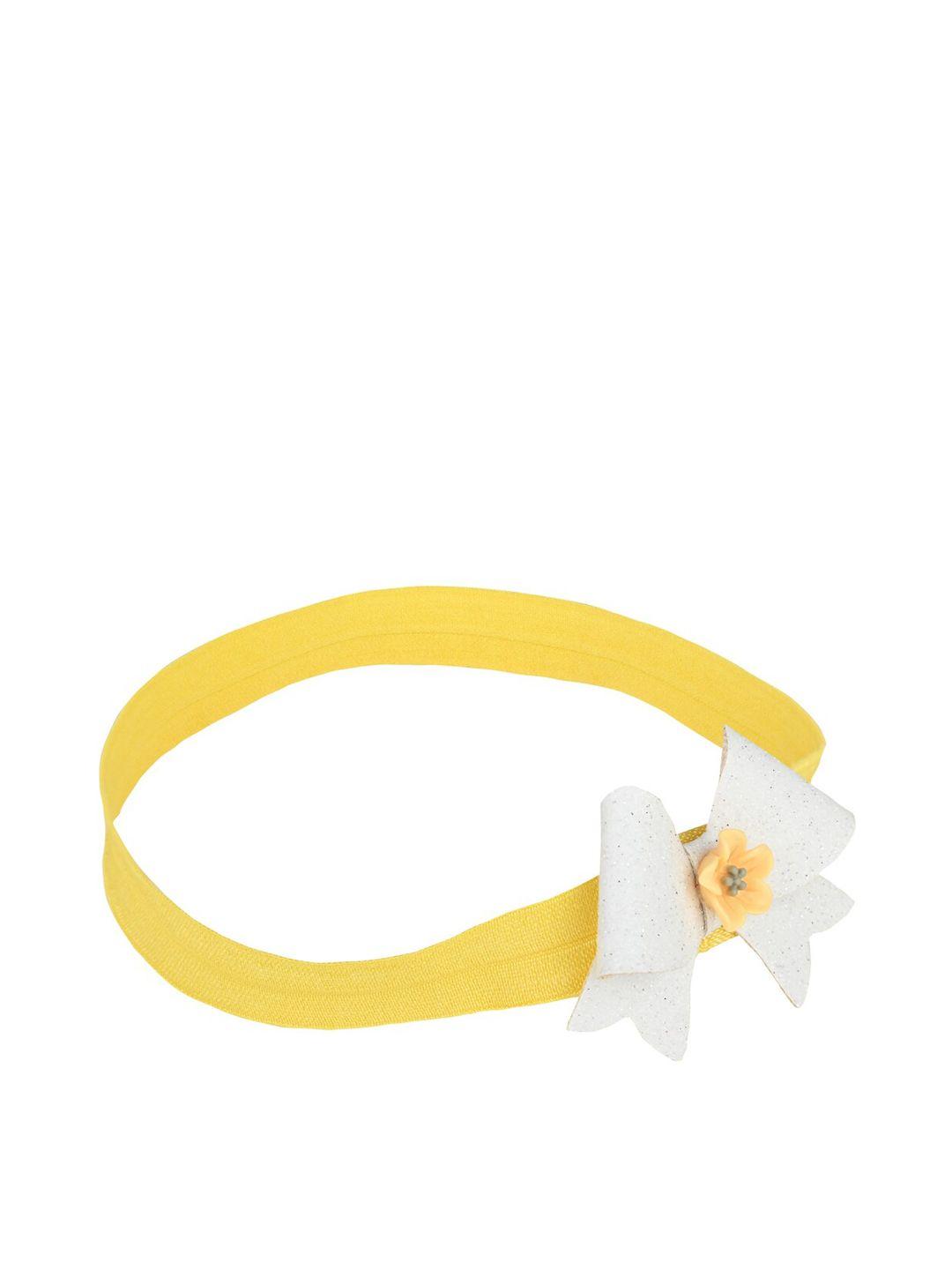 aye candy girls yellow & white embellished flower centered small bow headband