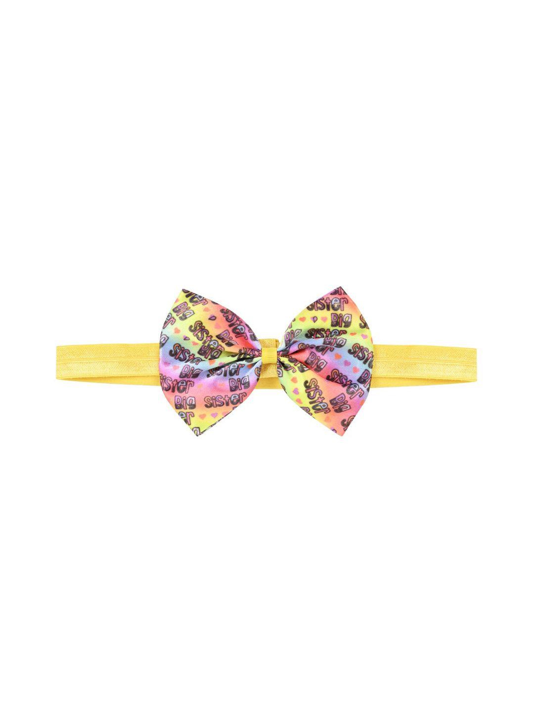 aye candy girls yellow printed bow chill wrap headband