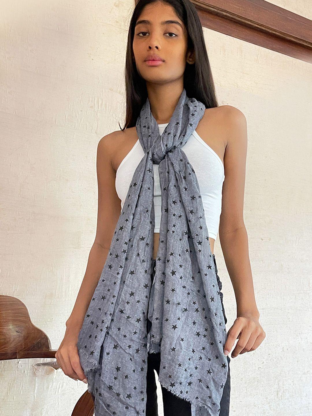 ayesha women grey printed scarf