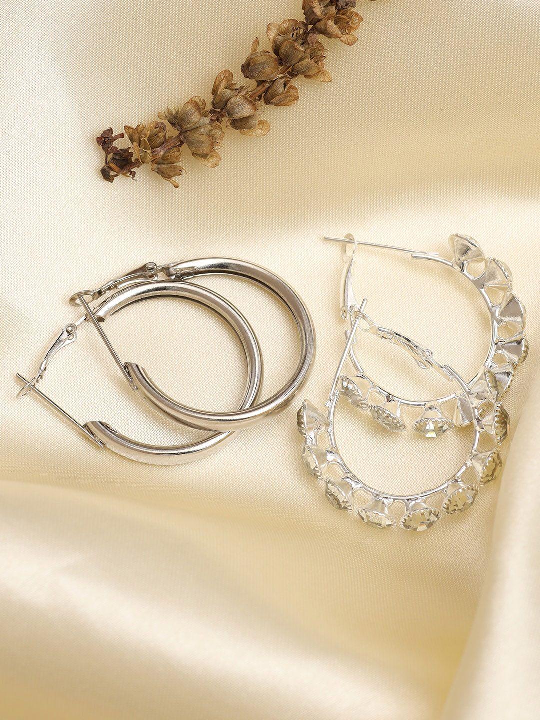 ayesha set of 2 silver-plated contemporary hoop earrings