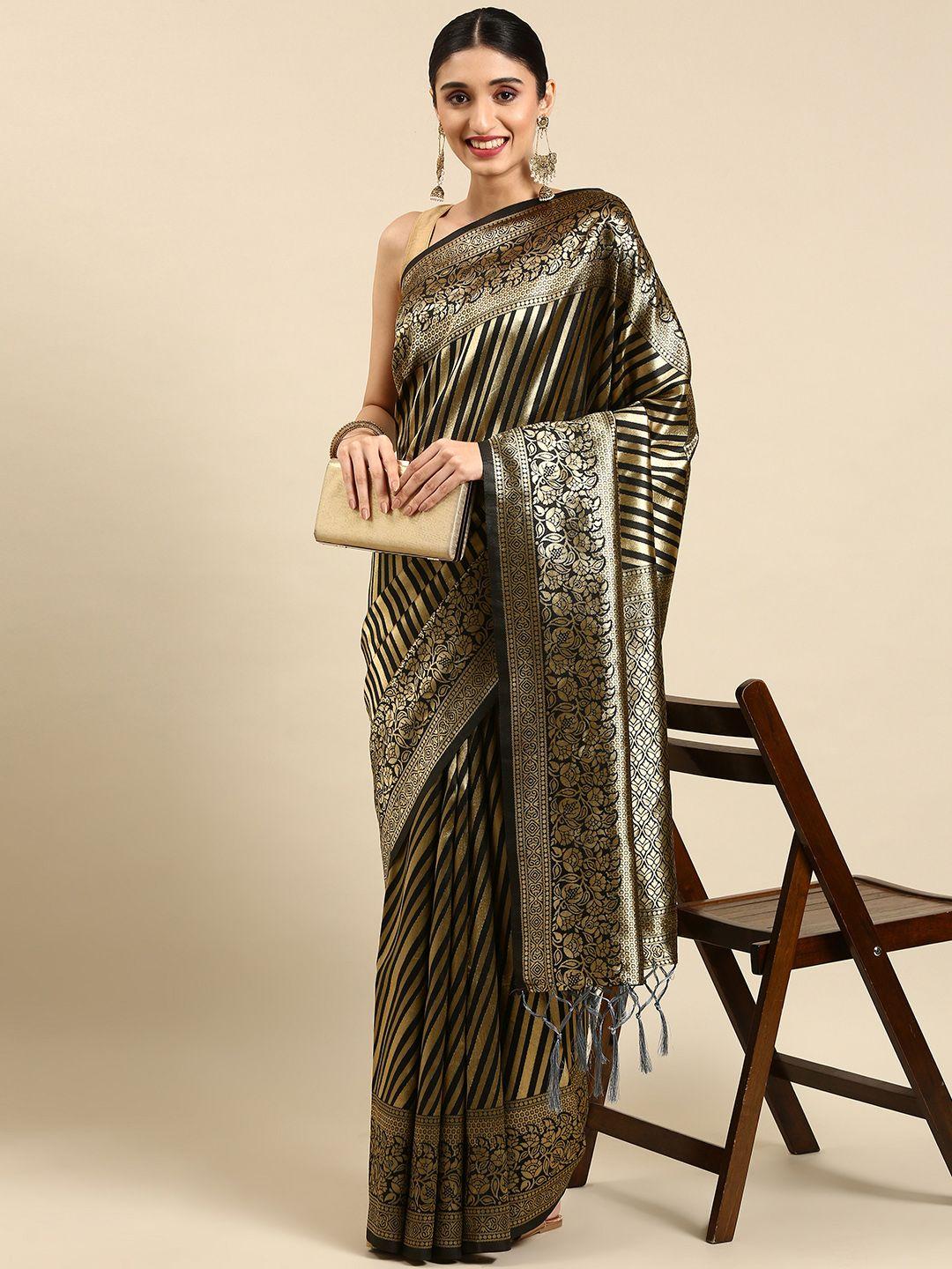 ayka clothings striped banarasi jacquard saree