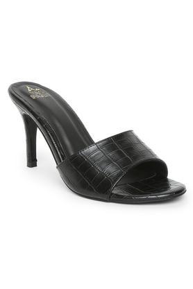ayla pu slipon women's heels - black