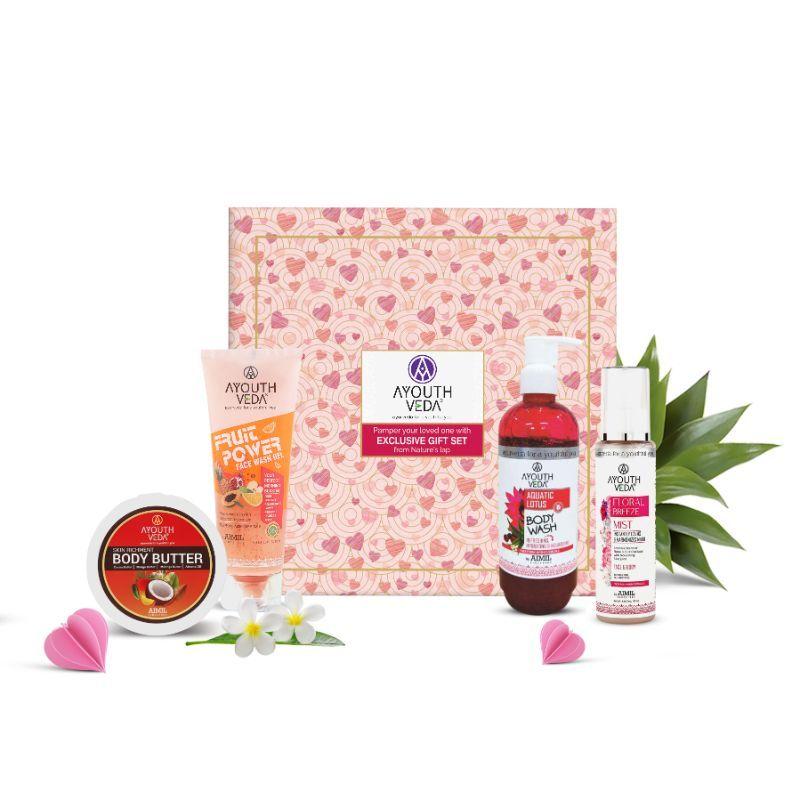 ayouthveda skin pampering gift pack, for deep cleaning & hydration of face & body