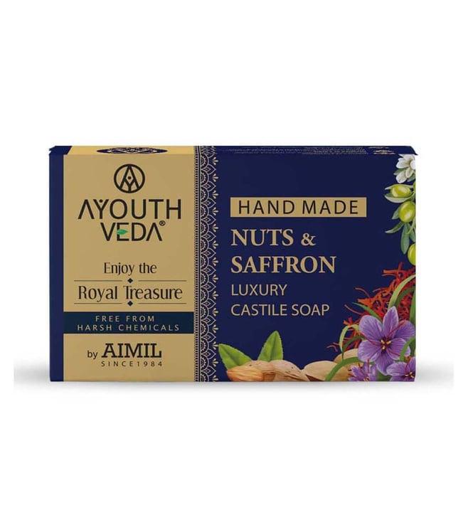 ayouthveda nuts & saffron luxury castile soap - 100 gm