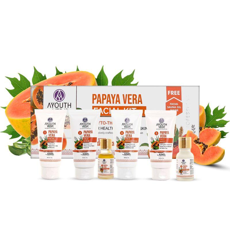 ayouthveda papaya vera facial kit for healthy glowing & refreshing skin 6 step facial kit