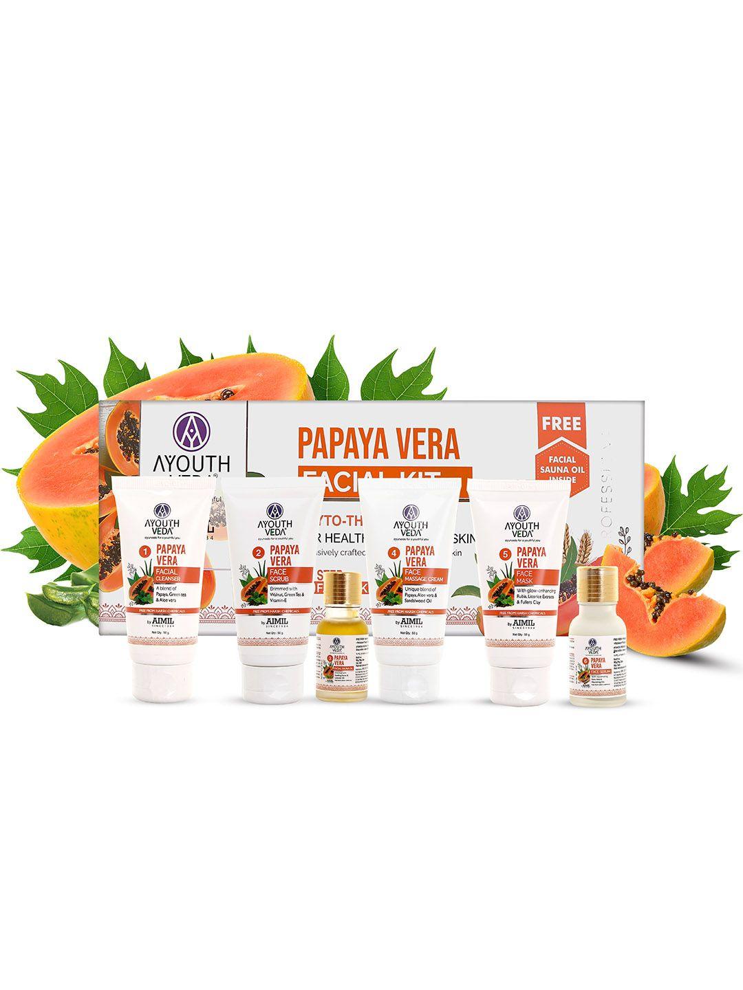 ayouthveda phyto-therapy papaya & aloe vera 6-step facial kit for healthy & glowing skin