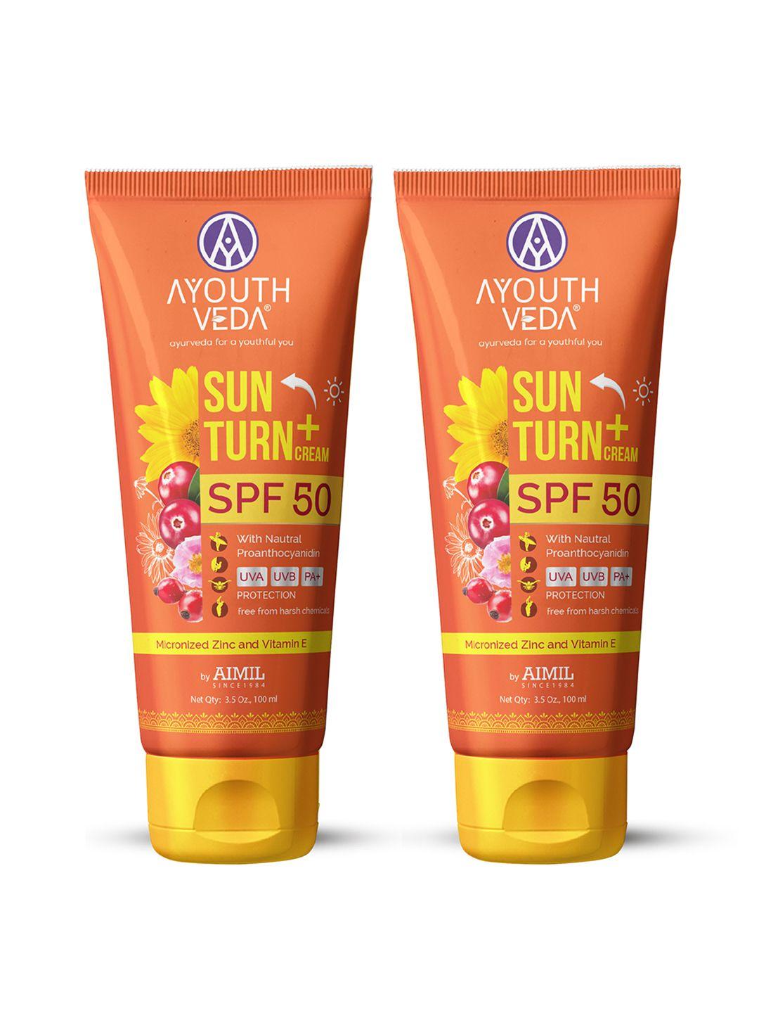 ayouthveda sun turn set of 2 cream spf 50 with uva - uvb & pa++ protection - 100g each