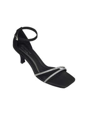 ayra suede slipon women's party wear sandals - black