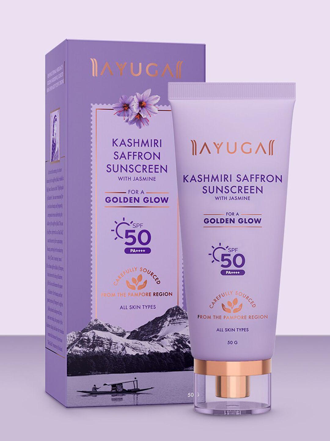ayuga kashmiri saffron sunscreen spf 50 pa++++ with jasmine - 50g