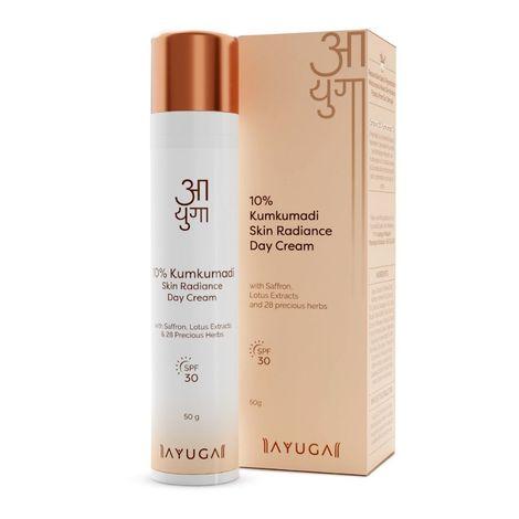 ayuga 10% kumkumadi skin radiance day cream - spf 30 with saffron & lotus extracts 50g