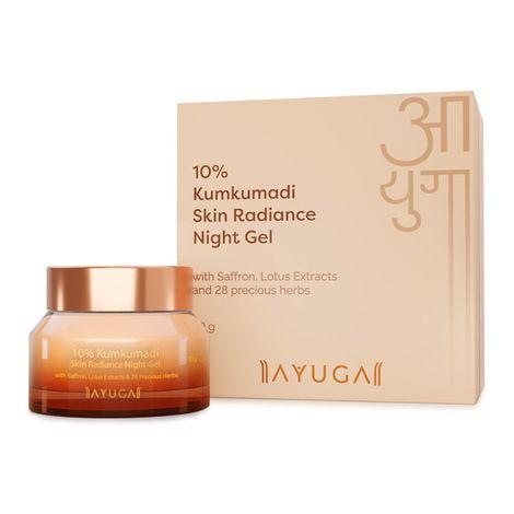 ayuga 10% kumkumadi skin radiance night gel with saffron & lotus extracts 50g