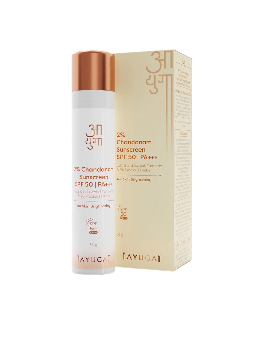 ayuga 2% chandanam spf 50 pa+++ sunscreen with turmeric for skin brightening - 50 g