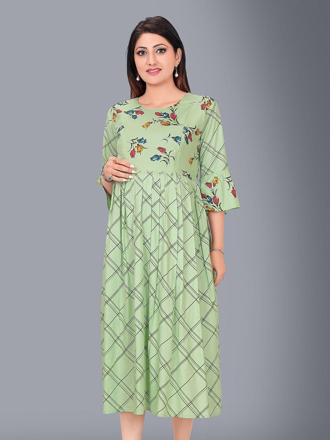 ayukti green maternity empire midi dress