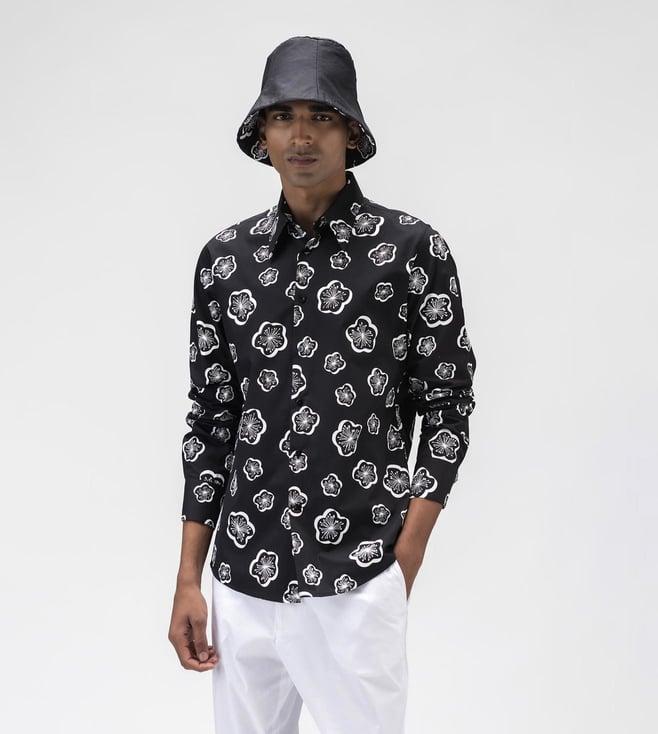 ayurganic black 3d printed mens shirt