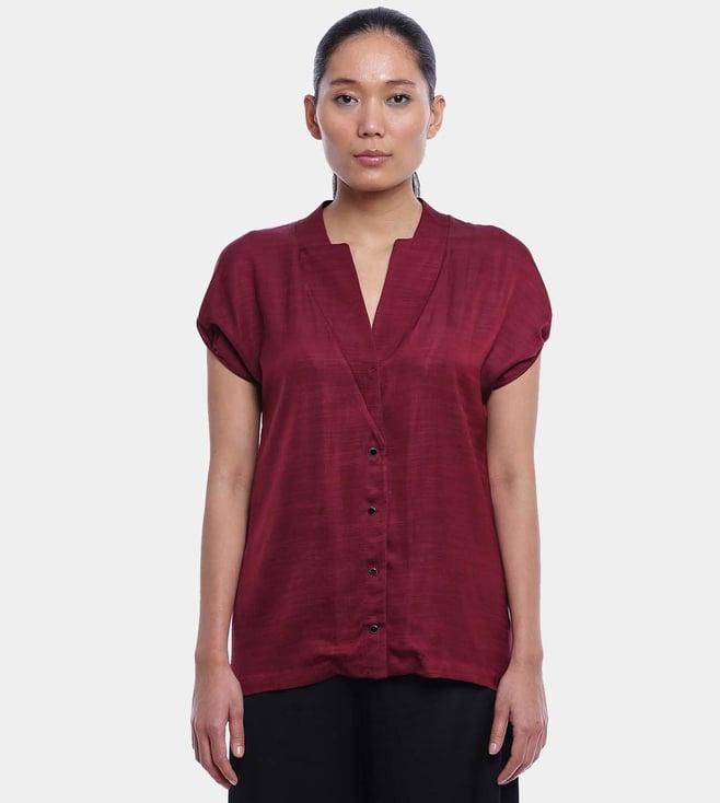 ayurganic burgundy inger shirt