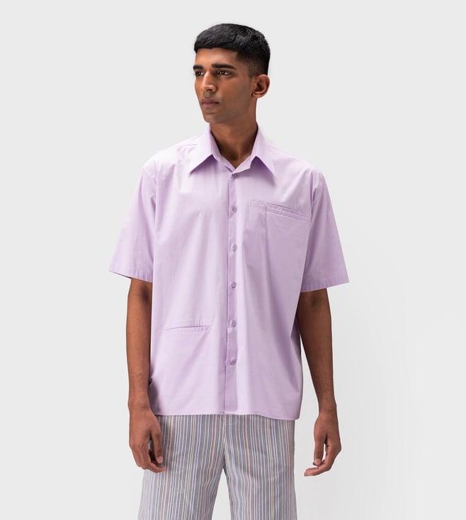 ayurganic lilac mens shirt with asymmetrical pockets