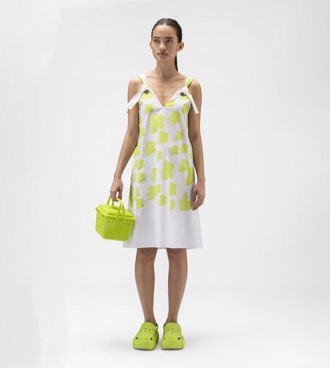 ayurganic lime abstract florals sleeveless dress