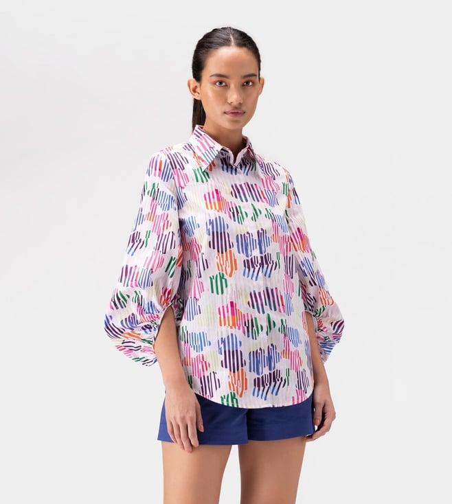 ayurganic stripe floral collage womens shirt