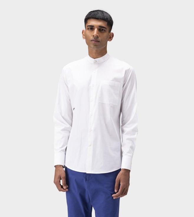 ayurganic white band collar mens shirt