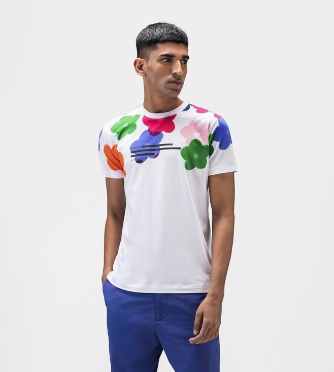 ayurganic white genes floral print mens t-shirt