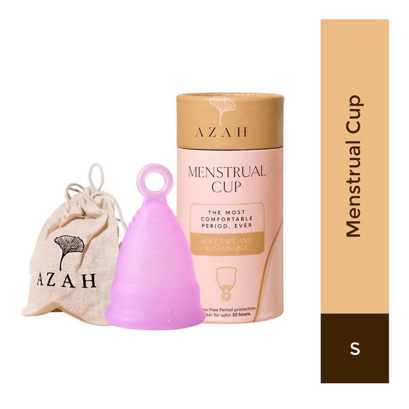azah menstrual cup for women with integrated pull out ring - size small