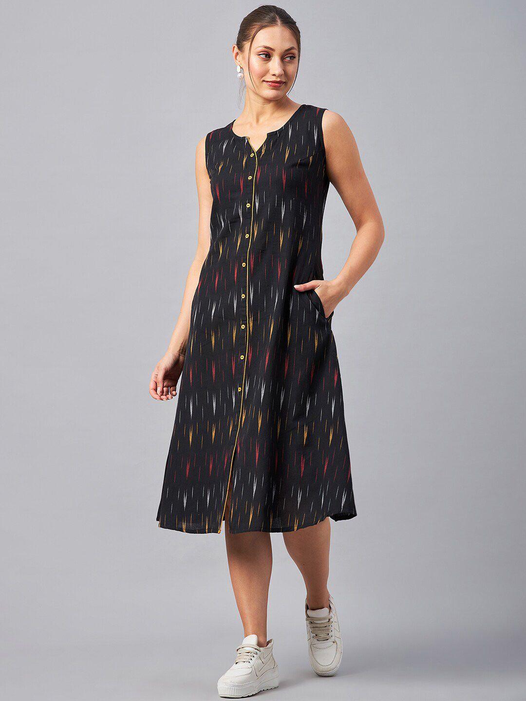 azira self design sleeveless cotton a-line ethnic dress