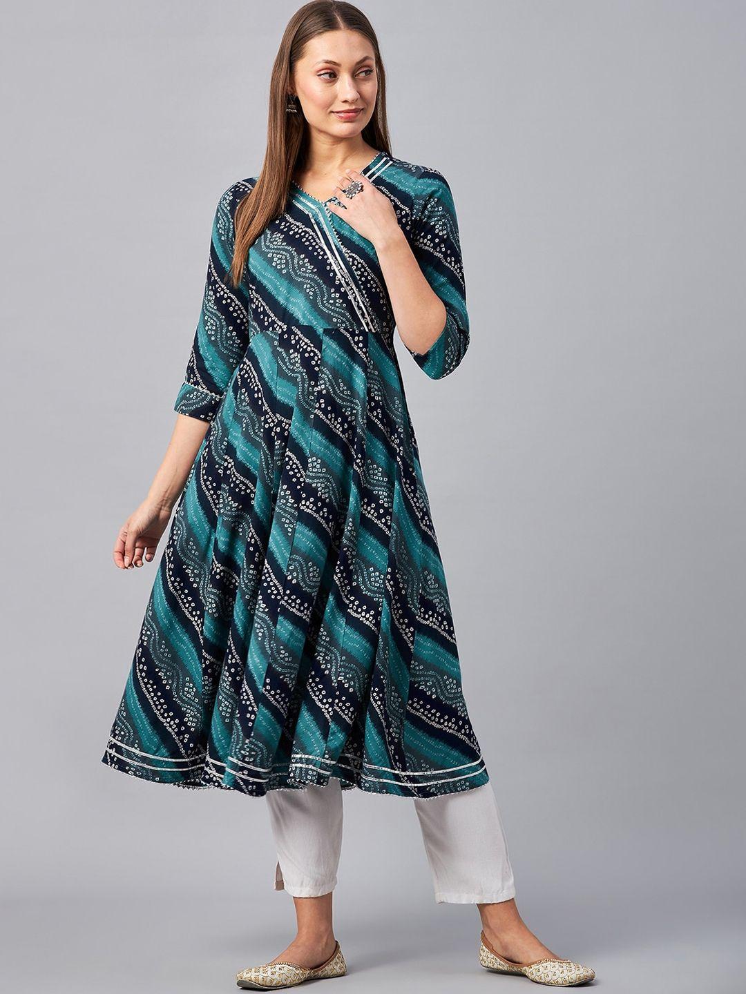 azira bandhani printed angrakha gotta patti anarkali kurta