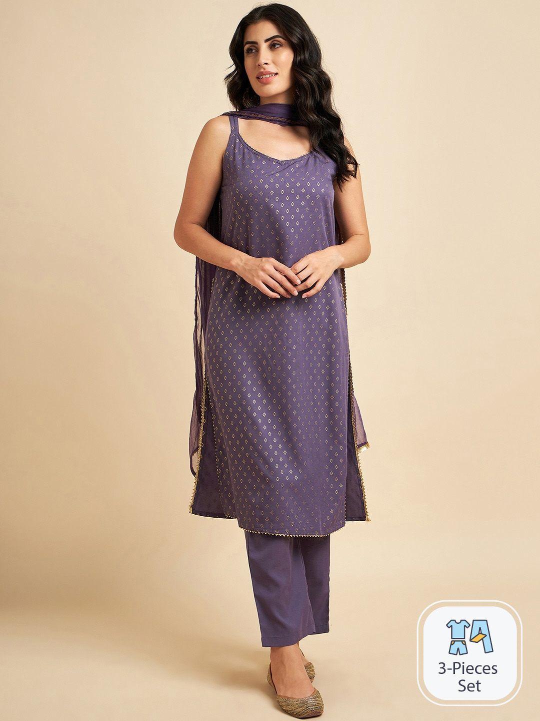 azira ethnic motifs printed gotta patti straight kurta with palazzos & dupatta