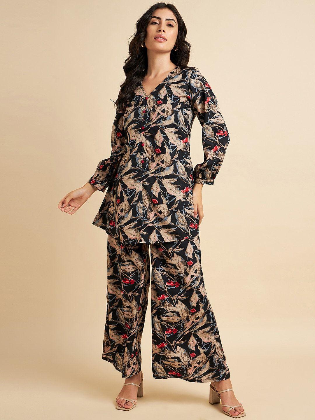 azira floral printed tunic & trousers co-ords