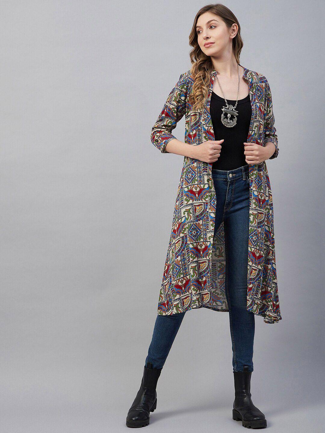 azira women  printed longline shrug