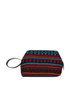 aztec embroidered makeup pouch