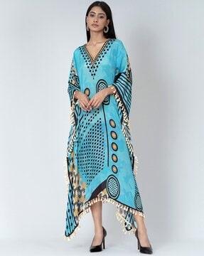 aztec kaftan dress with lace