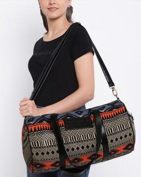 aztec pattern duffle bag with detachable strap