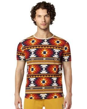 aztec print crew-neck t-shirt