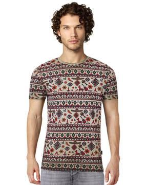 aztec print crew-neck t-shirt