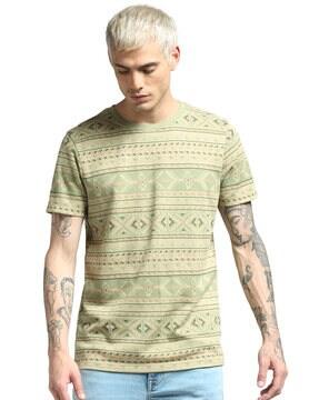 aztec print crew-neck t-shirt