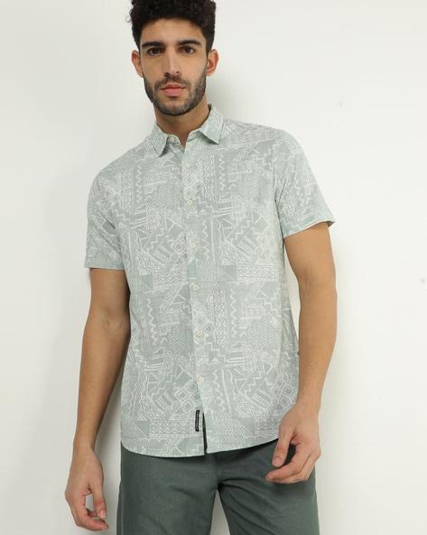 aztec print french placket shirt