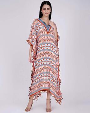 aztec print kaftan dress