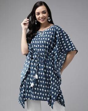 aztec print kurta with kaftan sleeves