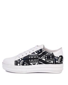 aztec print lace-ups casual shoes