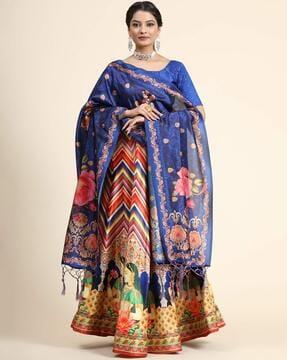 aztec print lehenga choli set with dupatta