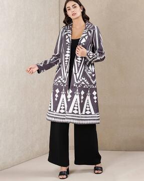 aztec print longline jacket